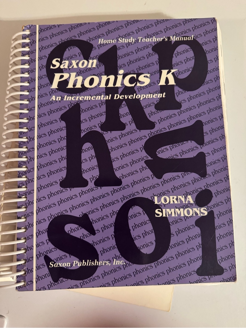 Saxon Phonics K Teacher Manual - Purple Cover